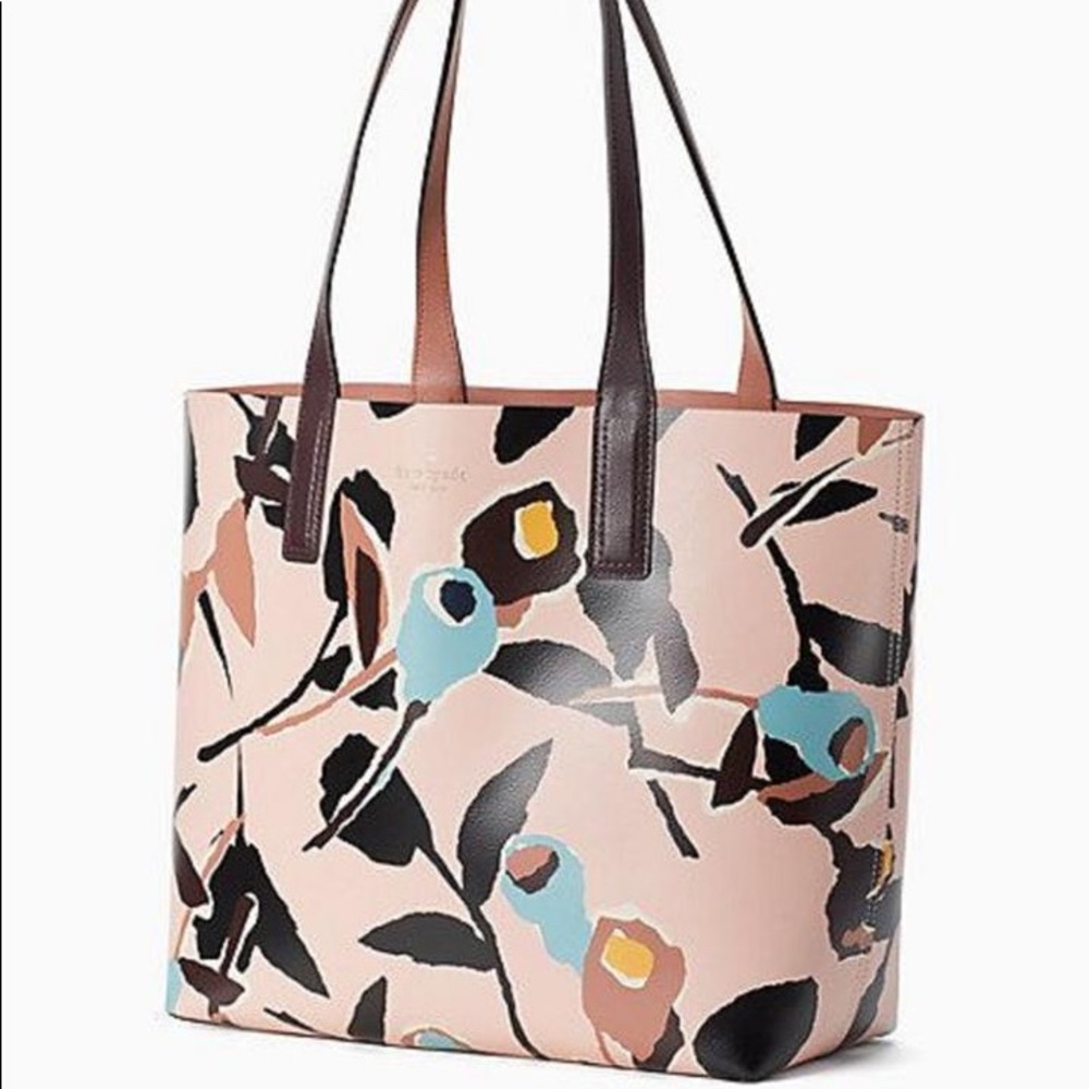 NWT Kate Spade Reversible Tote Arch Paper Rose LG